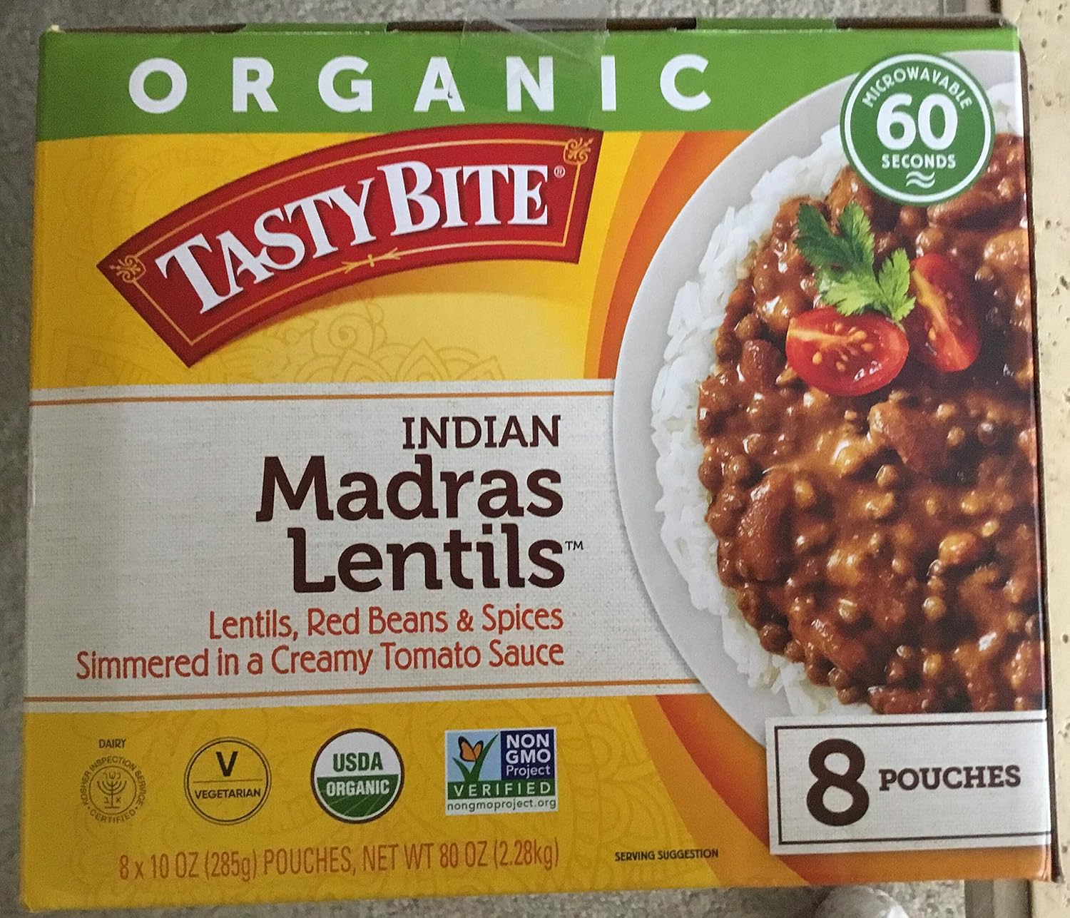 Tasty Bite ORGANIC Tasty Bite Indian Madras Lentils (8 x 10 oz Pouches) Grocery