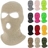 Pukavt 3 Hole Winter Knitted Mask, Full Face Cover Ski Mask Warm Balaclava for Skiing, Motorcycle, Snowboard