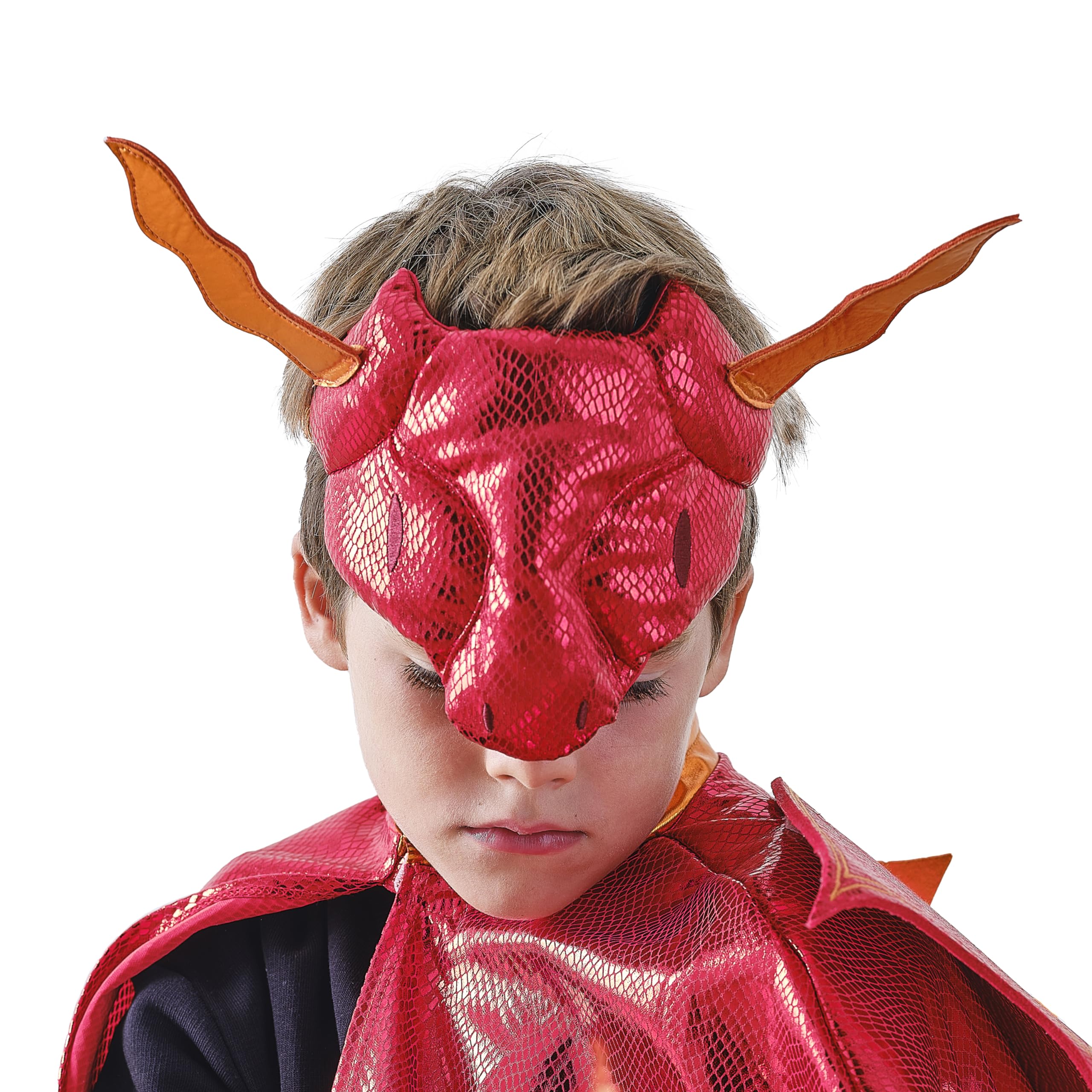 Ginger Ray Boys Red Dragon Mask with Scales and Horns for Birthdays & Costume Parties Age: 3-7 Years