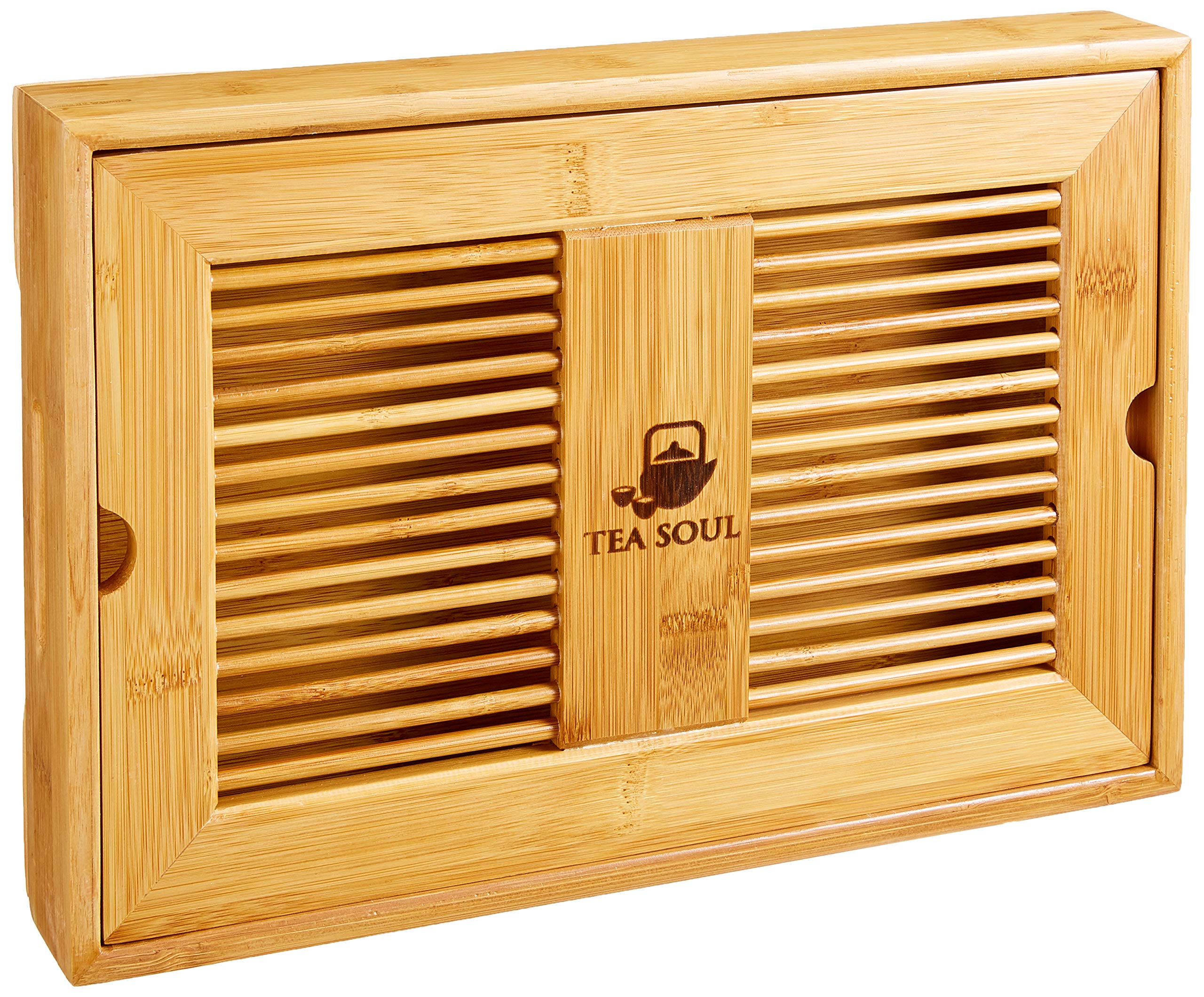 TEA SOUL Chaban Bamboo Tea Tray, Beige, 35 x 22.5 x 7 cm