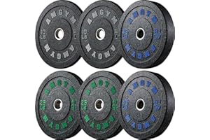 AMGYM 2 Inch Bumper Plates，10-500lbs，Barbell Rubber Olympic Weight Plates Set for Home Gym, Strength Training & Weight Lifting, Multiple Options Colors