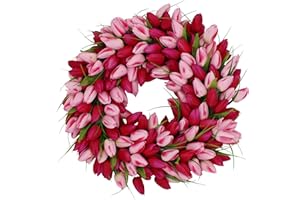 The Wreath Depot Pink Medley Tulip Wreath, 19 inch