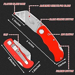 JETMORE 4 Pack Folding Utility Knife with Extra