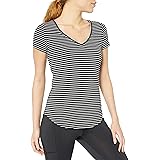 Amazon Brand - Core 10 Women's (XS-3X) Soft Pima Cotton Stretch V-Neck Yoga Short Sleeve T-Shirt