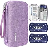suzamed Insulin Cooler Travel Case,EVA Insulation Travel Medicine Kit with 2 Ice Packs for Diabetes Care,Insulin Pen and Other Diabetic Supplies (Purple)