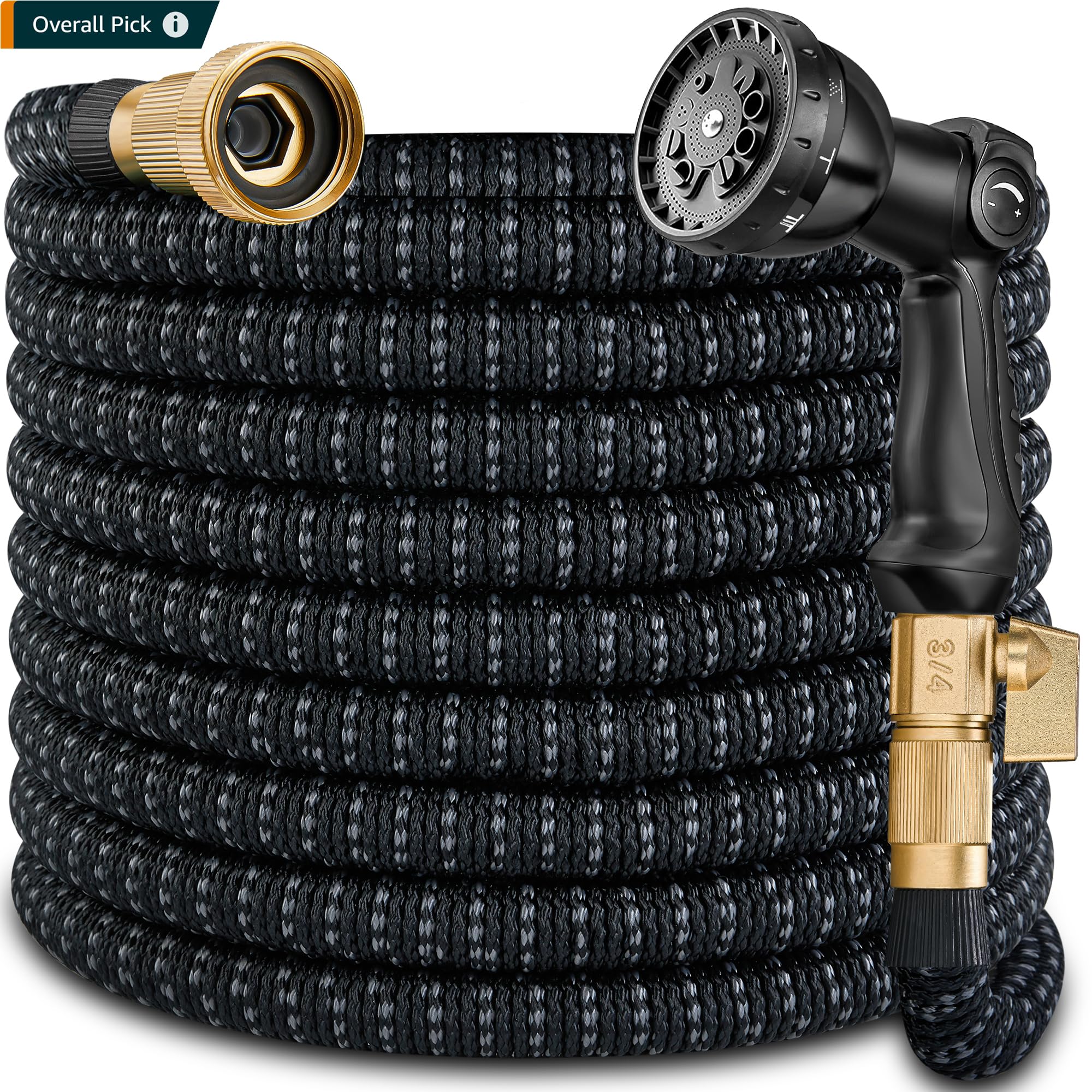 Photo 1 of 25 ft Expandable Garden Hose - Expanding Water Hose with 10 Spray Nozzles&3/4" Solid Brass Fittings - Retractable,Flexible?Lightweight No-Kink Free&Tangle Car Washing Pipe for Yard,Outdoor
