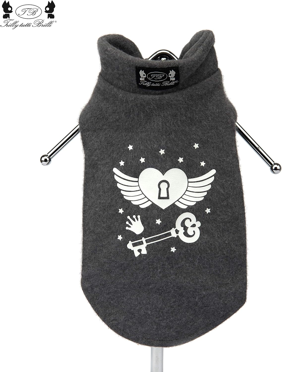 Trilly Tutti Brilli Ginny Key Heart Sweatshirt, Grey, XXS, XX-Small