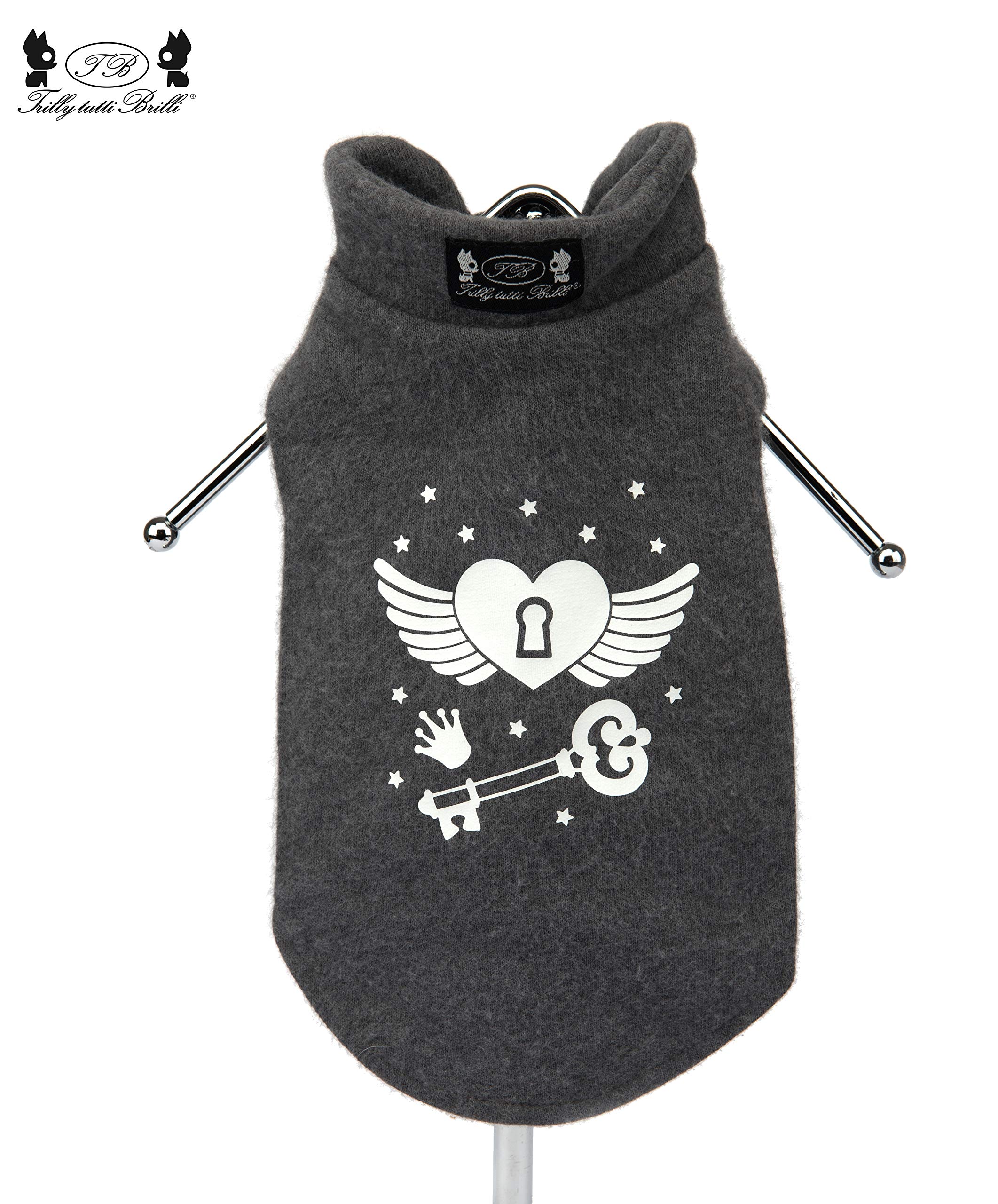 Trilly Tutti Brilli Ginny Key Heart Sweatshirt, Grey, XXS