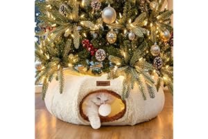 ZOMISIA Cat Tunnel Bed for Indoor Cats, Cute Cat Donut Toy Tunnel for Small Large Cats, Peekaboo Pet Cave Play Tunnel Toy for Kitten/Rabbit,Beige