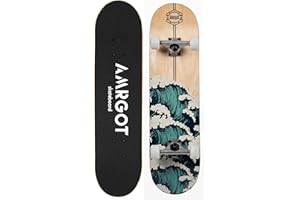 WIISHAM AMRGOT Amrgot Skateboards for Beginners,31*8 inches Complete Skateboards for Kids,Boys,Girls and Adults,7 Layer Maple Wood,Double Kick Deck Concave Standard and Tricks Skateboard