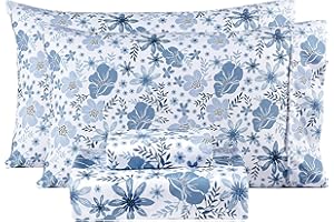 Mooreeke Floral Full Double Sheets, Soft Breathable Microfiber Vintage Printed Bed Sheet Set, Deep Pocket Non-Slip Fitted She