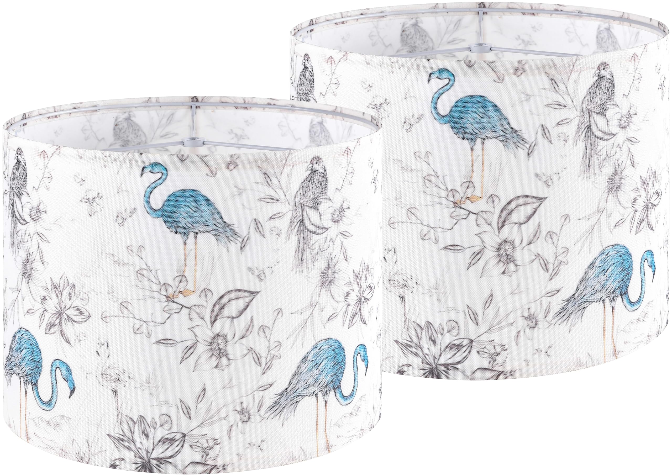 Photo 1 of GOSO 2pcs Medium Lampshade Polyester Fiber Printing Flamingo Drum Lamp Shade For TableLamp,Floor Lamps,Diy Pendant Light,Wall Hanging,Spider Fitter 13 "Top x 13" Bottom x 10 "Heigh,Assembly Required
