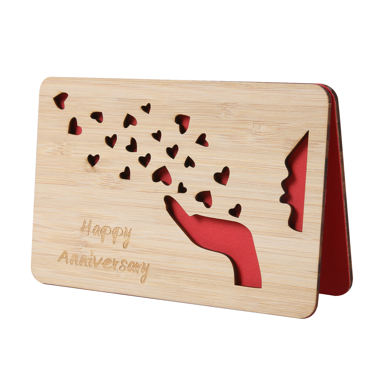 Wooden Happy Anniversary Cards for Her Him,I Love You Wedding Anniversary Lovely Gesture Keepsake for Parents,Couple,Wife Husband,Wood Christmas Gifts,Valentines Cards for Boyfriend or Girlfriend