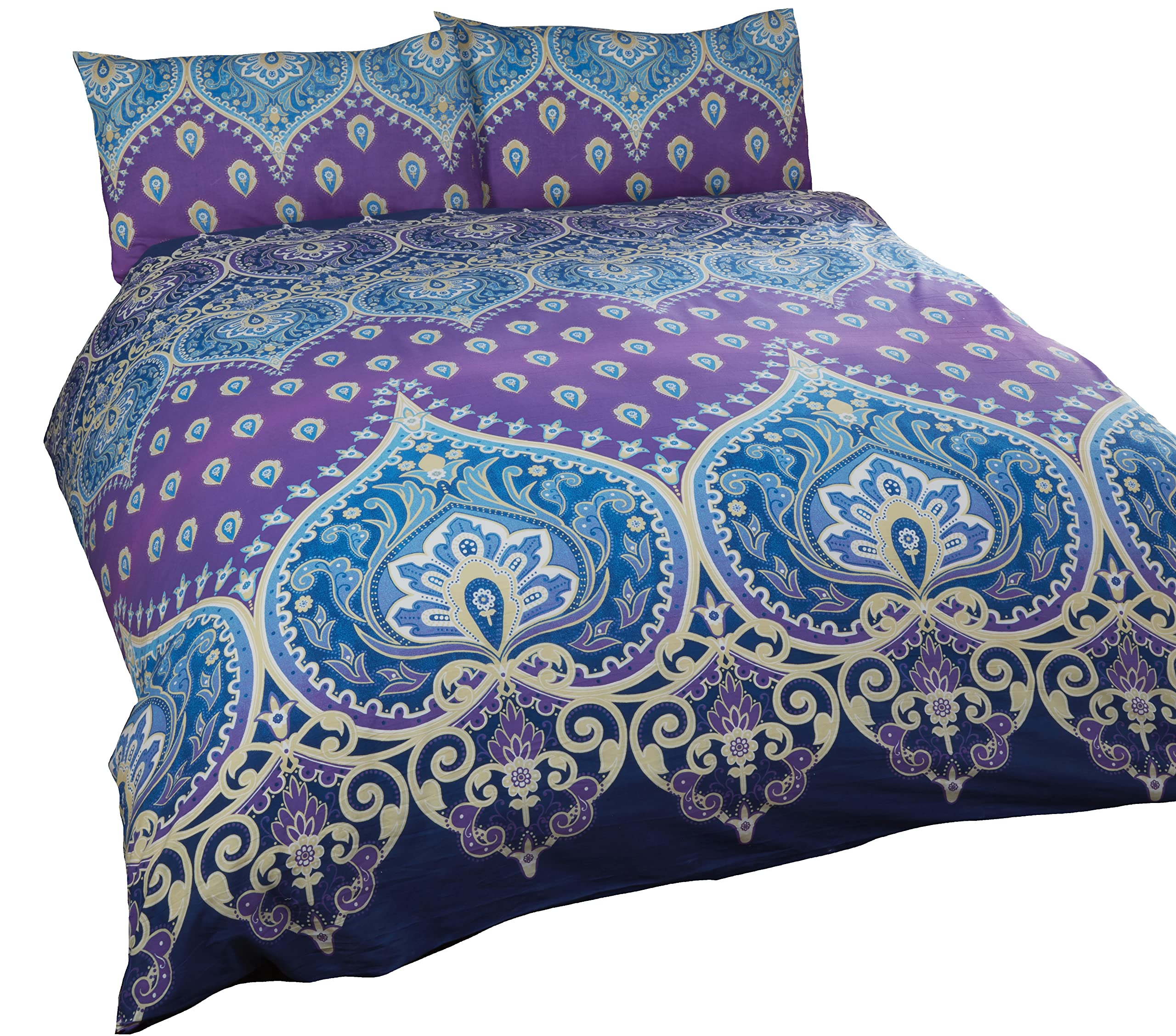 Rapport Home Asha Purple Mandala Duvet Cover Set - Double Polycotton Bedding with Matching Pillowcase & Popper Closure - Easy Care British Design โ image 1