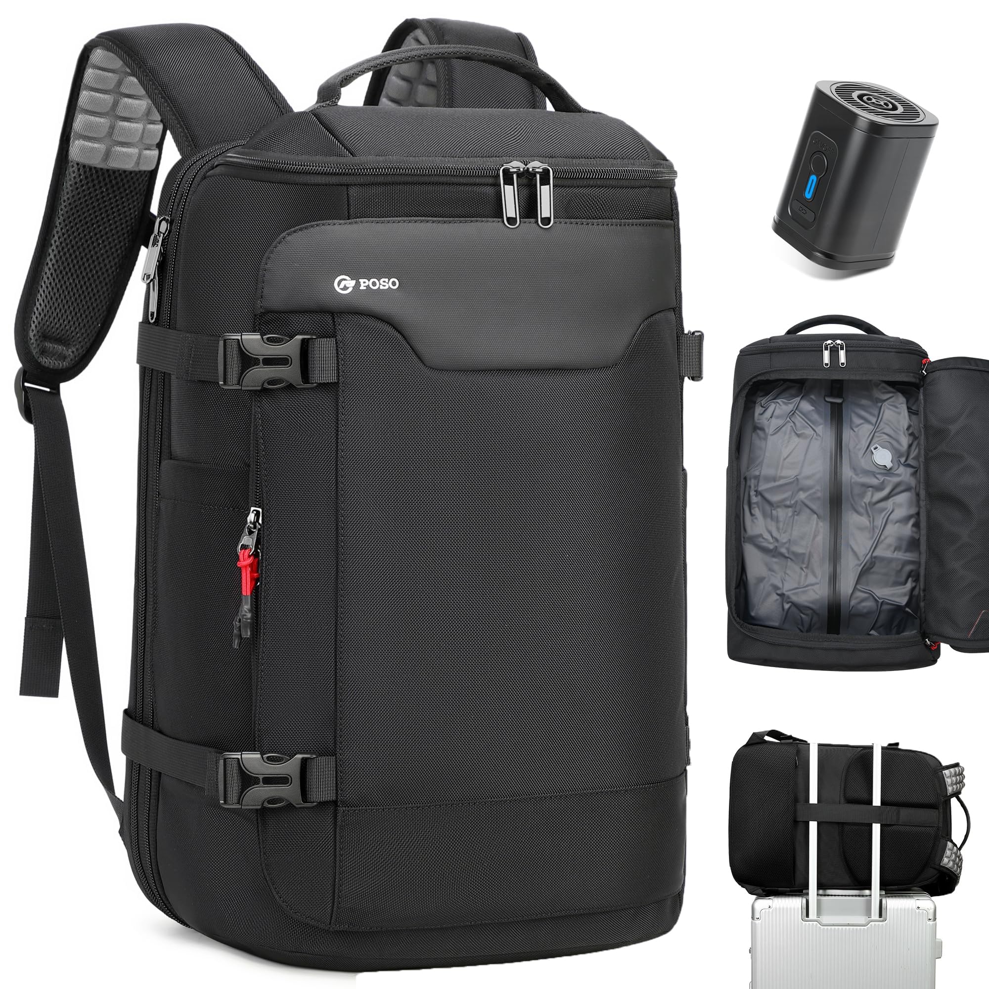 Photo 1 of RIFESI Vacuum Backpack Travel, Vacuum Seal Compression Travel Backpack with Pump, Laptop Compartment, 60L Expandable Water Resistant Business Carry-On Backpack Valentine's Day Gifts for Men Black