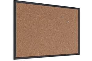 U Brands Cork Bulletin Board, 23'' x 35'', Black Wood Frame