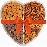 Heart Shaped Nuts Gift Tray - 4 Assortments - Variety of Sweet, Roasted, Flavored and Salted Gourmet Nut - Food Basket for Anniversary, Birthday, Thank You, Sympathy, Get Well