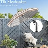 Christow Beach Umbrella 2m Tilting Parasol UV 30+ Taupe Striped view 5