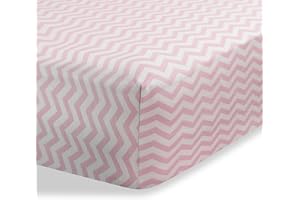 Cradle Sheet for Baby/Infant Deep Fitted Soft Jersey Cotton Knit by Abstract - 18" x 36" (Zigzag Pink)