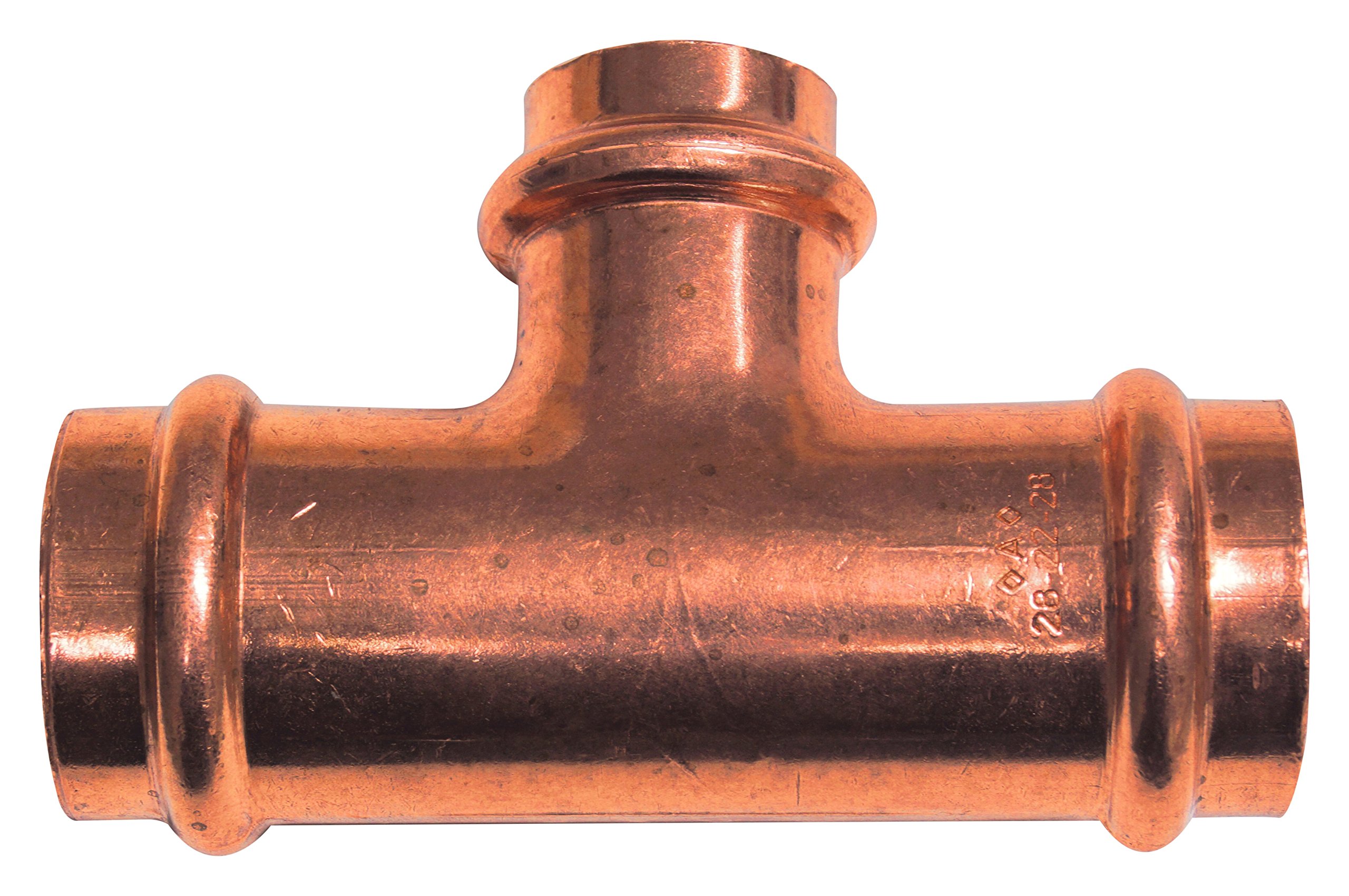 Cornat Press T-Piece Copper with Reduced Outlet 3 Sockets A 28 mm; Width: 22 mm – Pack of 1 T65302822B