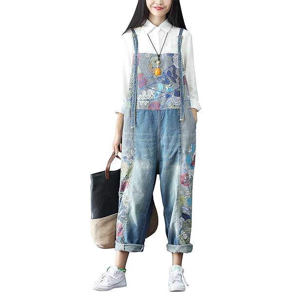 Women's Baggy Overalls Denm Loose Long Jeans Jumpsut Sleeveless Bg
