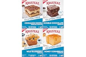 Krusteaz Gluten Free Baking Mix Variety Pack, 1 Cinnamon Swirl Cake Mix, 1 Double Chocolate Brownie Mix, 1 Wild Blueberry Muffin Mix, 1 Honey Cornbread Mix, (4 CT)