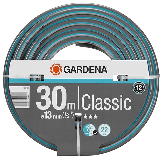 GARDENA Classic Schlauch 13 mm (1/2'), 30 m: Universeller Gartenschlauch aus robustem Kreuzgewebe, 22 bar Berstdruck, druck- 