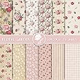 Whaline 24Pcs Spring Floral Pattern Paper Pink Double-Sided Scrapbook Paper 12 Designs Collection Decorative Craft Folded Flat for Card Making Scrapbook Photo Album Decor, 11.8 x 11.8inch