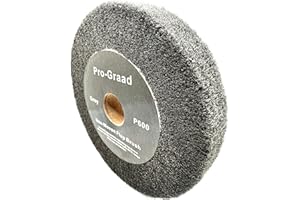 Pro-Graad 6” x 1” Grey 600 Grit Non-Woven Bench Grinder Polishing Burnishing Satin Finishing Flap Brush Wheel for Aluminum Copper Metal Golf Club Refurbishing, Compatible for 1/2”, 5/8”, 3/4" Arbor
