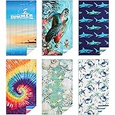 Casa Platino Pool Towels 6 Pack – Oversized 71"x32" Sand Free Microfiber Towel, Quick Dry and Lightweight with Double-Sided Prints, Beach Gifts for Women, Ideal for Travel & Camping – Lucky Bay