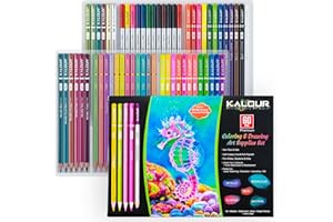 KALOUR 60 Art Drawing Pencils Set,Including Oil-Based, Metallic, Watercolor, Neon, Macaron Pastel Colored Pencils.Ideal for Sketching, Coloring & DIY Crafts,Gift for Adults Kids Artists Beginner