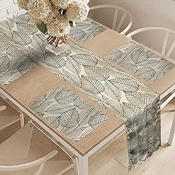 Ambesonne Beige Table Runner & Placemats, Autumn