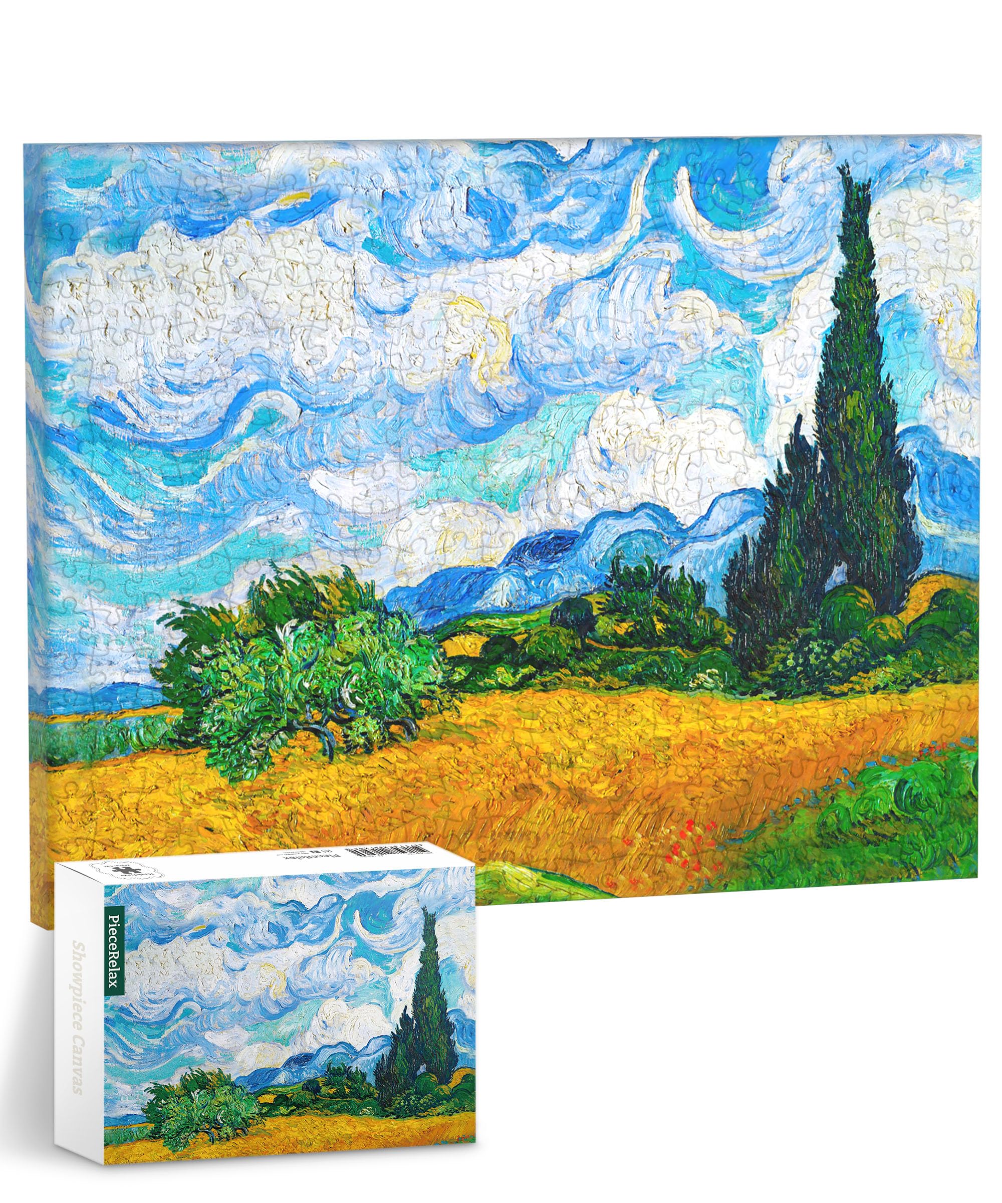 PieceRelax Canvas Wall Art Puzzles for Adults - Vincent van Gogh - Wheat Field with Cypresses Unique Gift & Home Décor with Plastic Jigsaw Puzzle Artwork for Living Room Bedroom [HN1307] — image 1