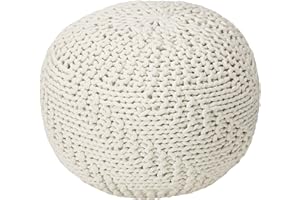 GDFSTUDIO Christopher Knight Home Hazel Indoor / Outdoor Fabric Weave Pouf, Ivory
