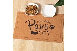 GHOBROFY Dog Food Mat – Waterproof Feeding Mat for Food and Water Bowl, Non-Slip Water Mat for Dog and Cat, Easy to Clean Wood Pet Food Mats, 20x12 Inch