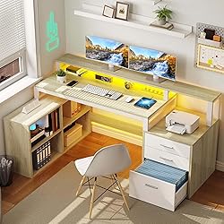 YITAHOME L Shaped Desk with 3 Drawers, 65" Corner