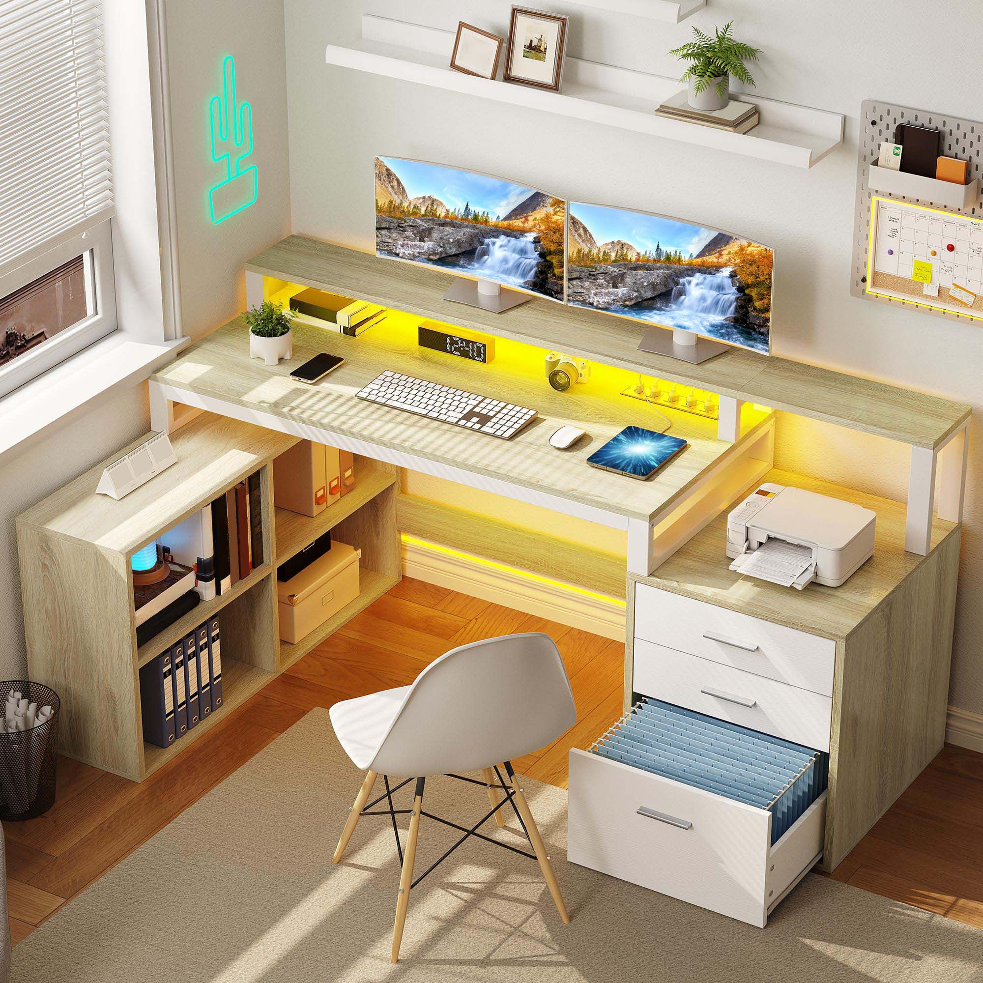 YITAHOME L Shaped Desk with 3 Drawers, 65" Corner