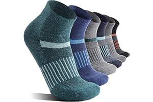 ANLISIM 6 Pairs Merino Wool Ankle Running Hiking Socks Compression Support Breathable Thick Cushion No Show Socks for Women Men