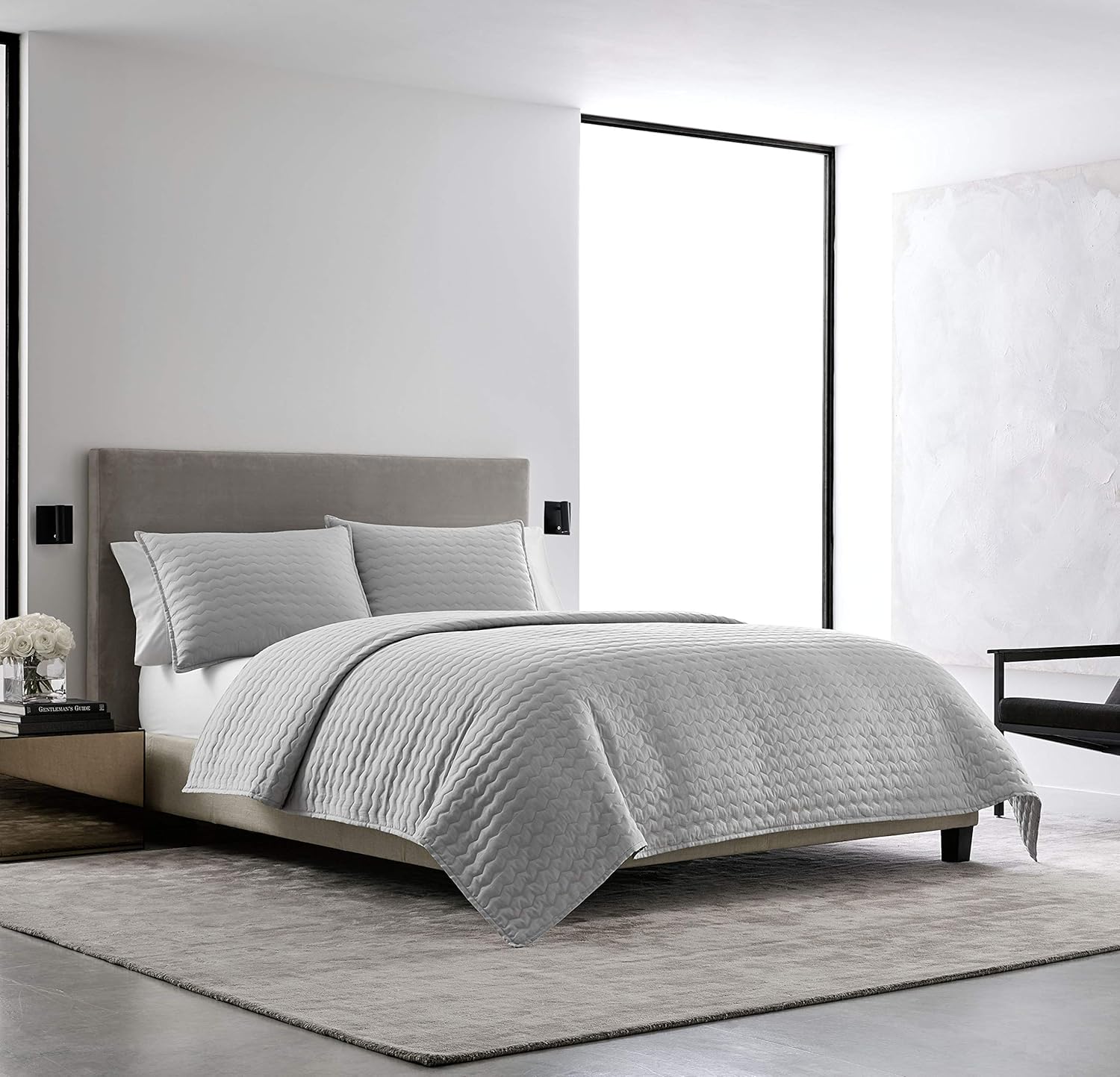 Grey Vera Wang Velvet Quilt Queen Quilts Sets Quilts