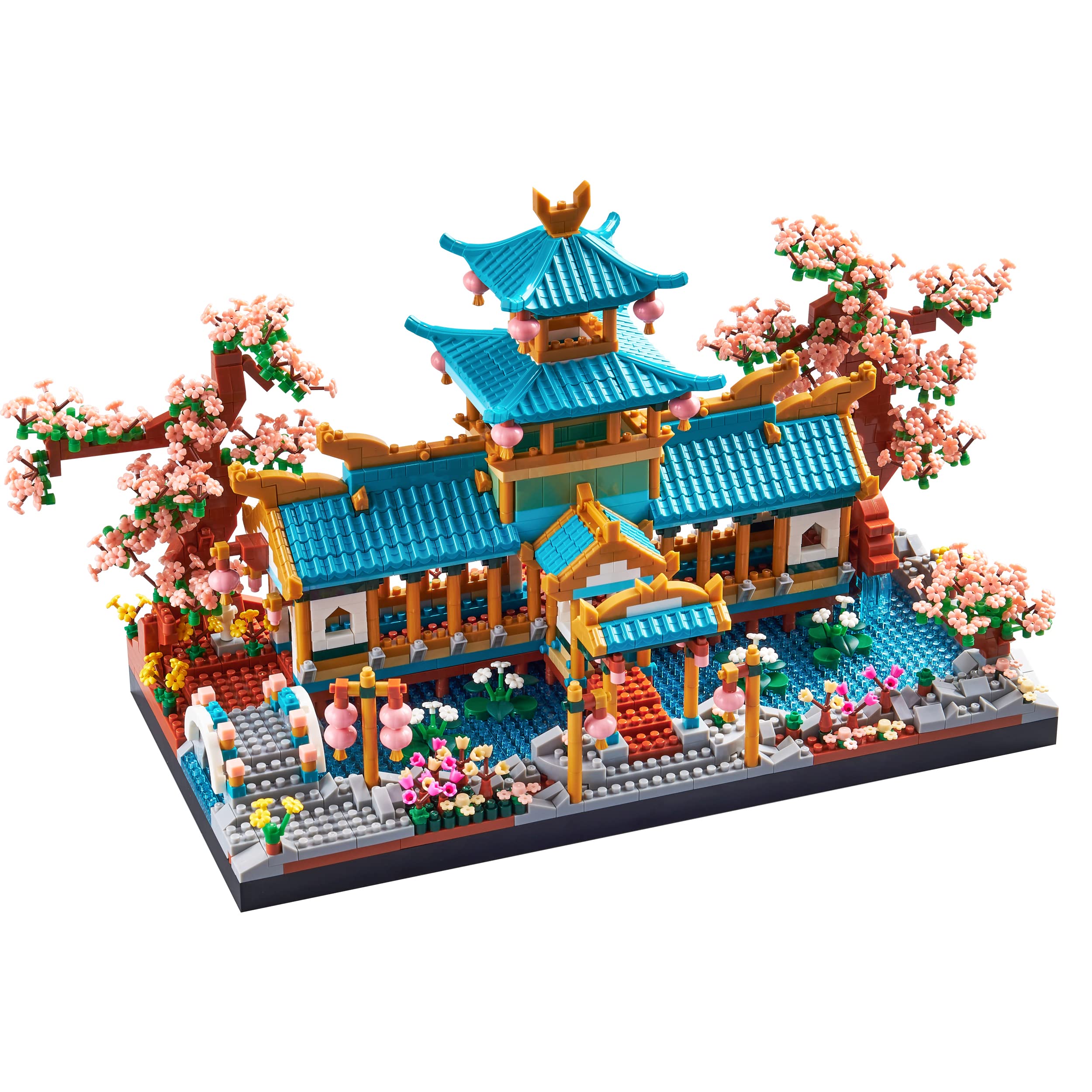 Photo 1 of JXRLMB Chinese Classical Suzhou Gardens Micro Building Blocks Sets with Sakura Cherry Tree Challenging Construction Set for Adults, Home and Office Decoration, Gift for Kids Age of 14+ 2350 pcs