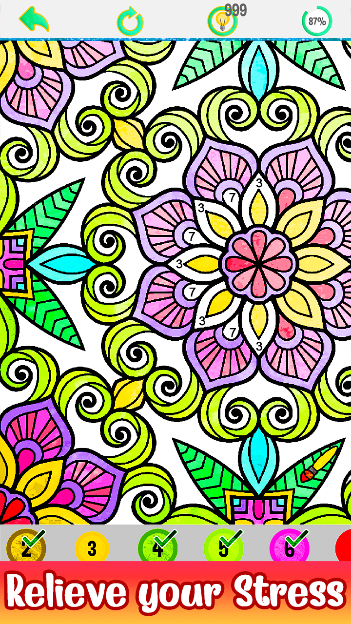 Watercolor Paint by Number Book Adult Coloring Book Pages