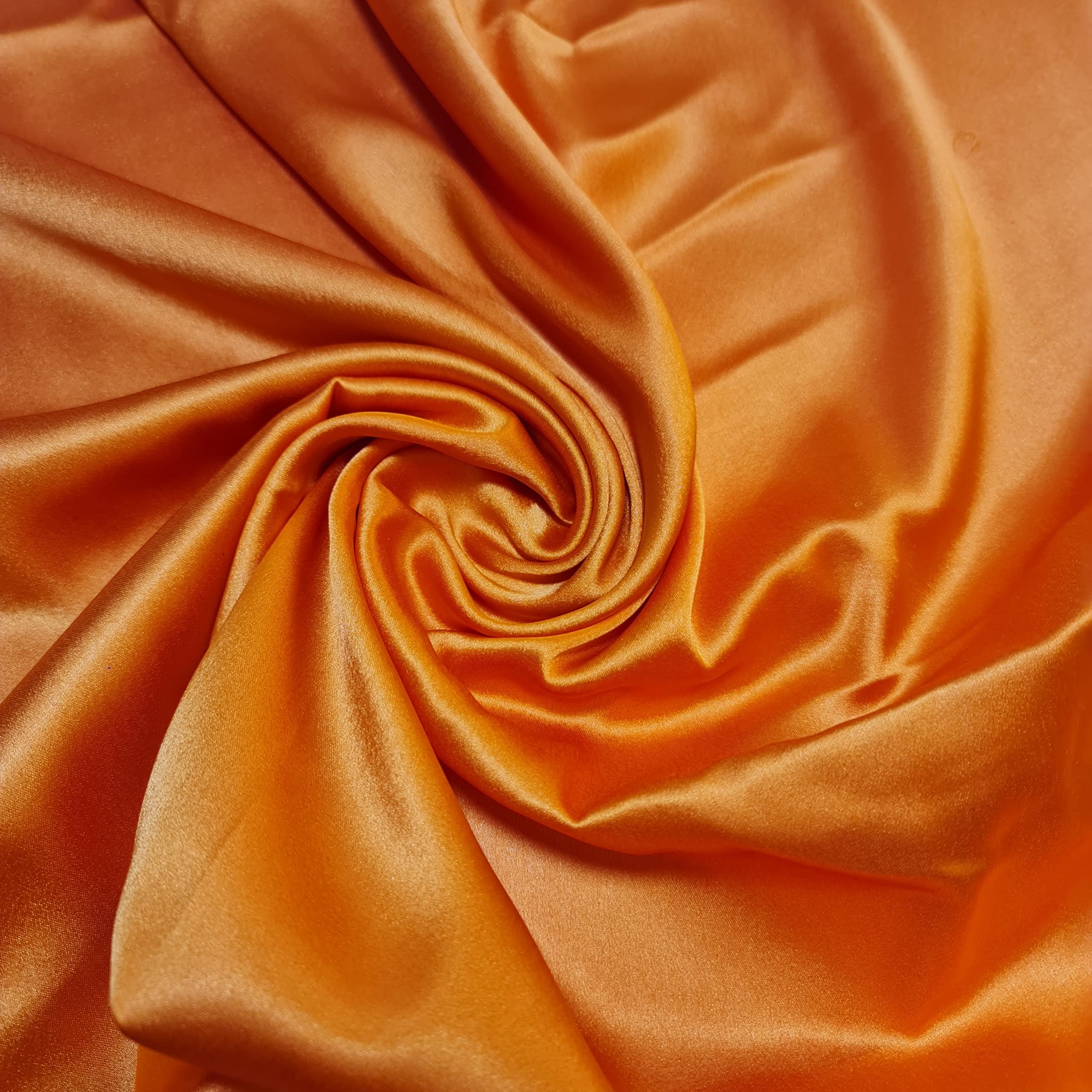 Glossy Charmeuse Silk Satin Bridal Dress Polyester Lining Craft Fabric 44" Meter (2 Meter, Orange)
