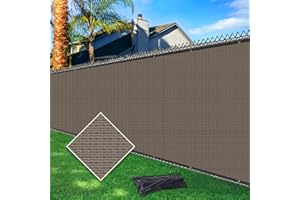 Cisvio 5ftx50ft Fence Privacy Screen Heavy Duty 170 GSM Windscreen & Dustproof Fabric Privacy Screen Covering Mesh Fencing for Outdoor Patio, Balcony, Pool Deck, Brown