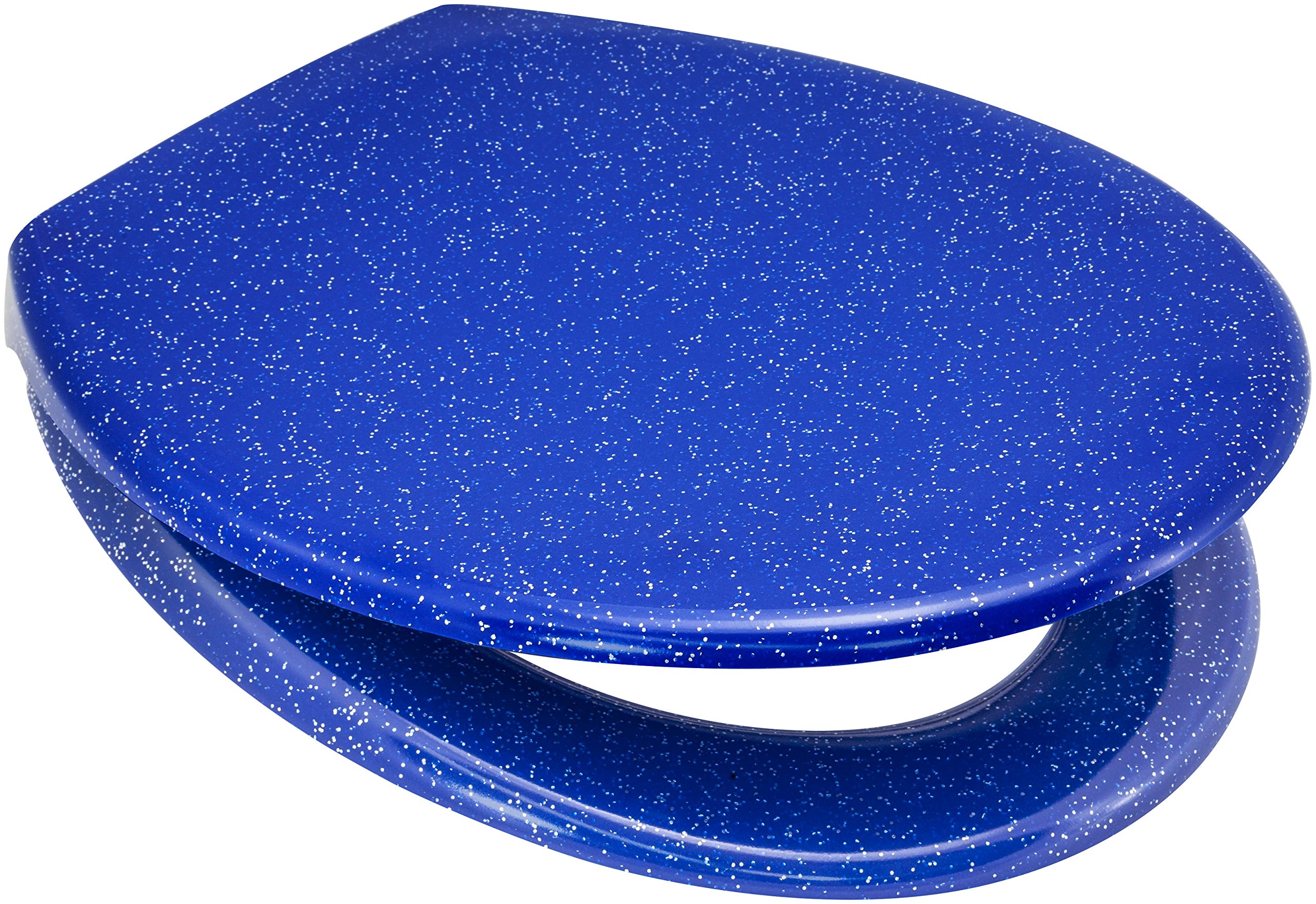 Euroshowers Rainbow Soft Close Glitter Toilet Seat (Blue w/Silver Glitter)