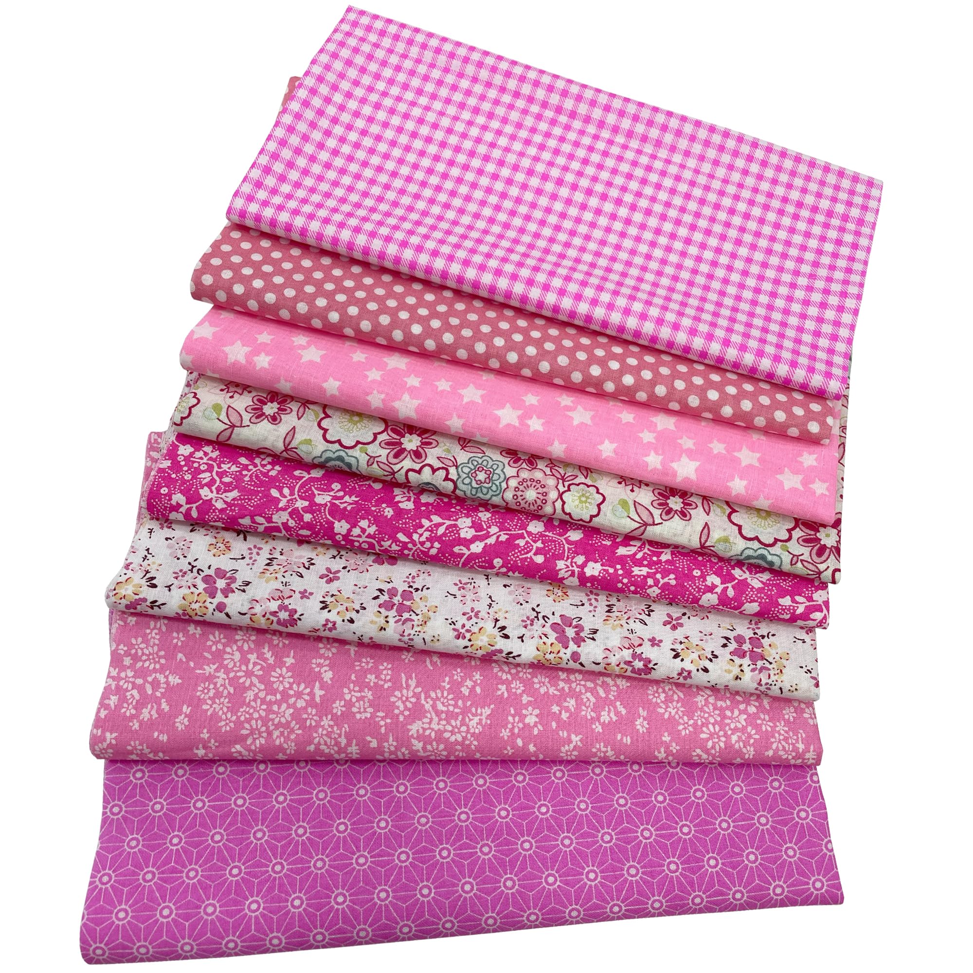 Jukway 8Pcs Cotton Fabric Bundles 50x50 cm Squares, Printed Patterns Cotton Fabric Patchwork Craft DIY Sewing Fabric for Quilting, Decoration, Scrapbooking, Handwork, Arts, Hobbys (Pink) — image 1