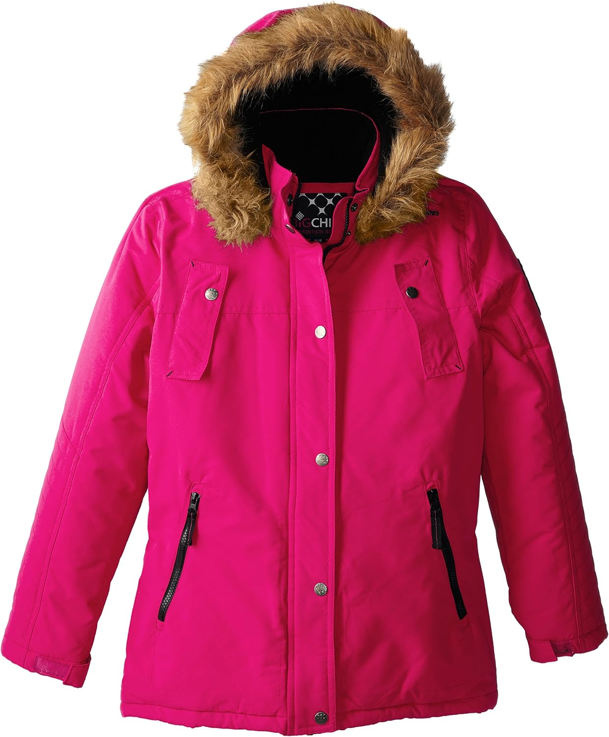 Big Chill Girl's Classic Expedition Coat with FauxFur