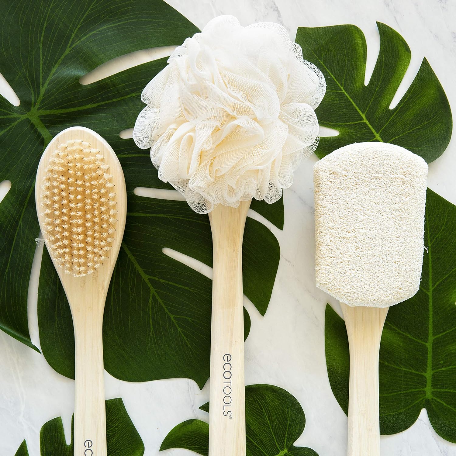 EcoTools Bamboo Bristle Bath Brush, Loofah Scubber Brush, Great for Bath and Shower : Shower Brush : Beauty