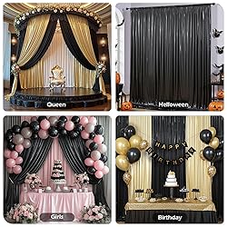 PartyVillage 10x10FT Black Sequin Backdrop Curtain