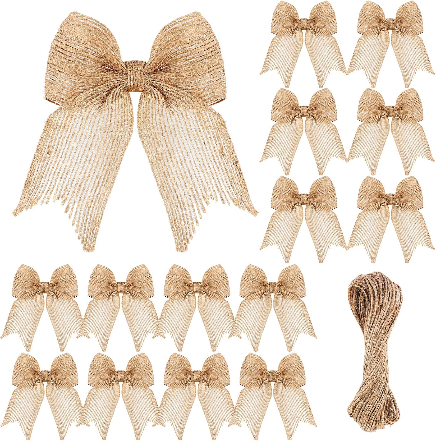 Bows & Ribbons - 30 Pieces Christmas Burlap Bows Natural Burlap Wreath Bows Burlap Bowknot Rustic Bow Knot Handmade Decorative Bows with Rope for Christmas Tree Farmhouse DIY Crafts Wedding Festival Holiday Decor