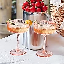 Cocktail Glass Vintage es Set,Unique Pink Coupe  - Shein